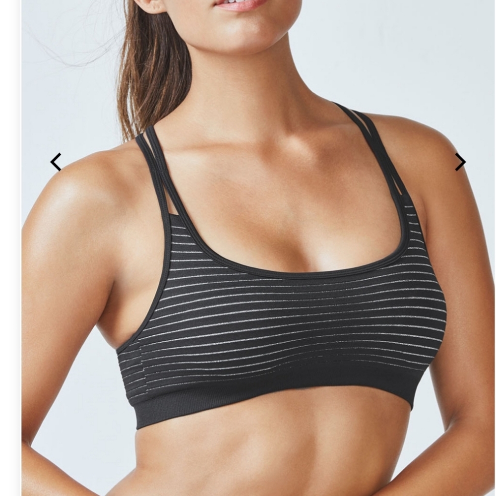 Fabletics black & silver sports bra-size small
